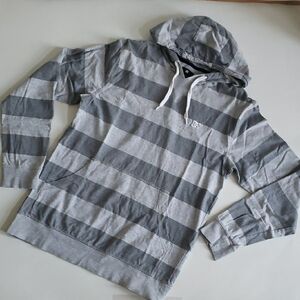 DC Men's Grey Striped Hoodie